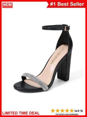 Women's Hi-Chunk High Heel Pump Sandals Faux Leather Ankle Strap
